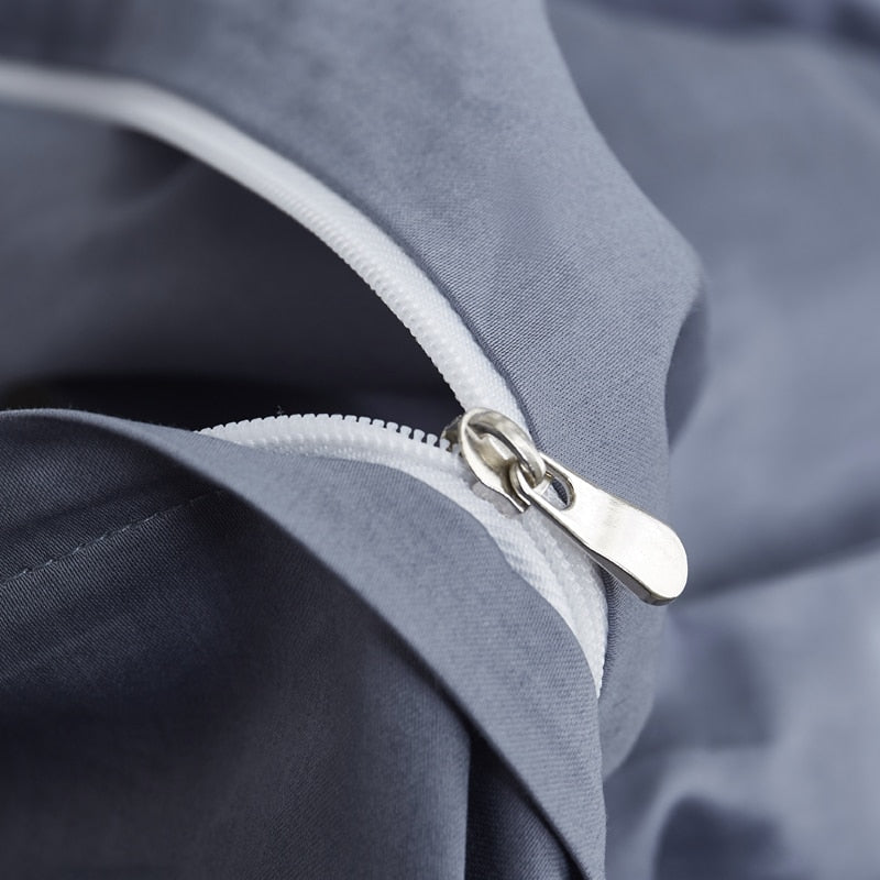 Close-up of zipper detail on Florentine Grace Silk Duvet Cover Set (Premium Egyptian Cotton) 600TC