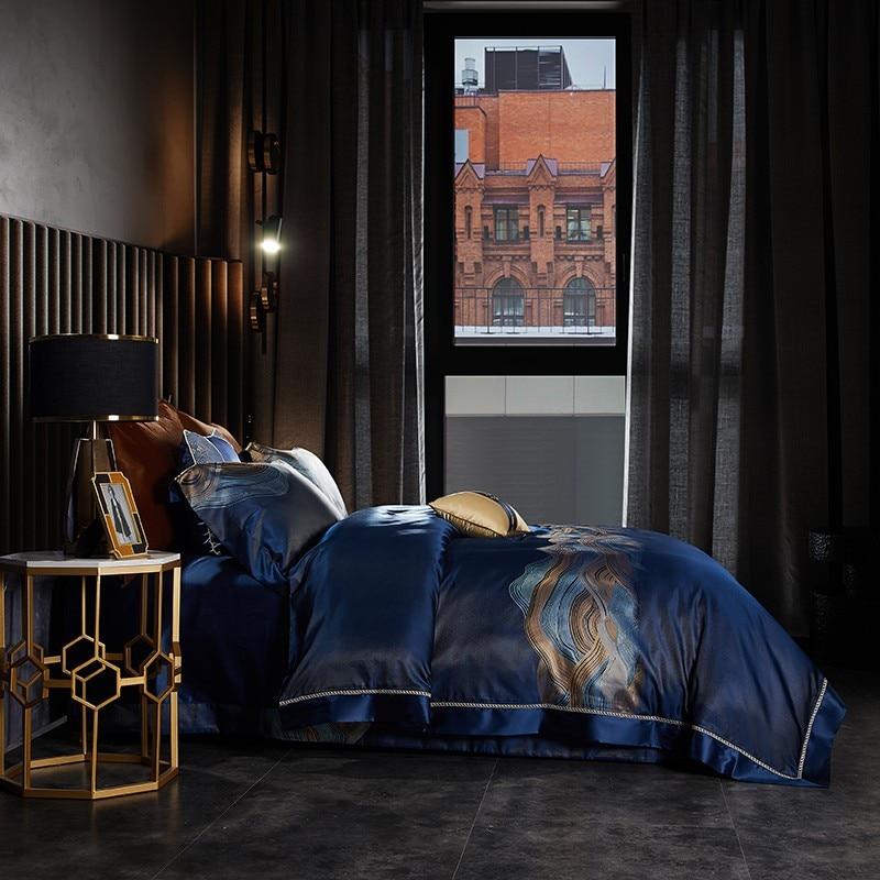 Victor Duvet Cover Set (Mulberry Silk) King Size in elegant bedroom setting