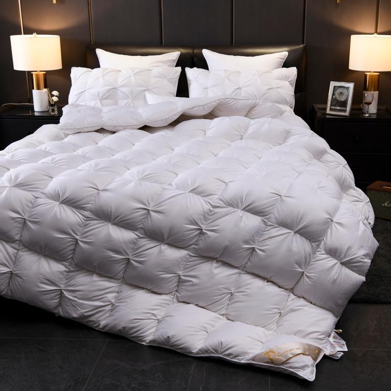 Luxurious Giuseppina 1000 Thread Count Goose Down Comforter Duvet on elegant bedroom setup