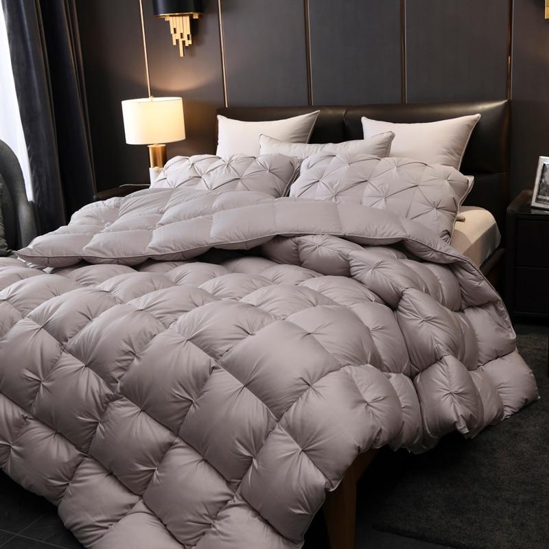 Giuseppina 1000 Thread Count Goose Down Comforter Duvet on elegant bedroom setup