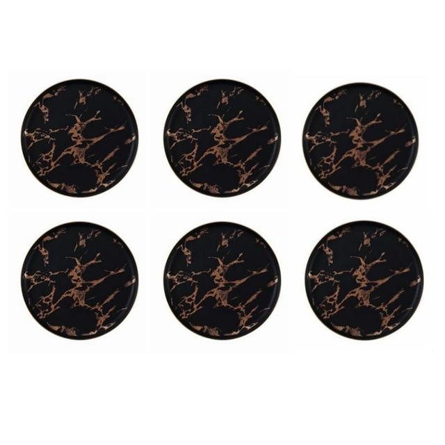 Lighting Flat Plates Nordic Collection with unique marble pattern on round ceramic plates