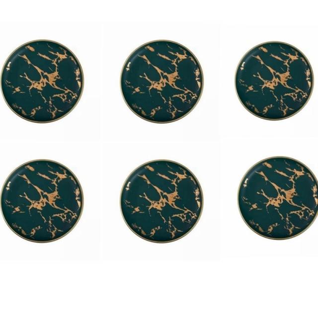 Lighting Flat Plates Nordic Collection - Hand-painted ceramic plates with unique marble patterns for elegant dining.