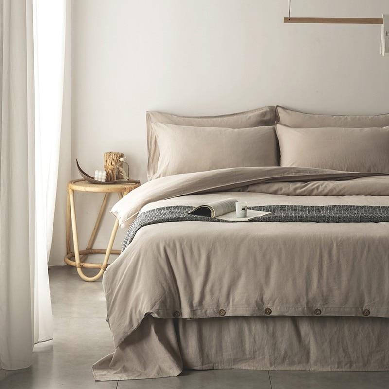 Emma Duvet Cover Set With Ropes 55% Cotton 45% Linen on bed with neutral decor and cozy atmosphere.