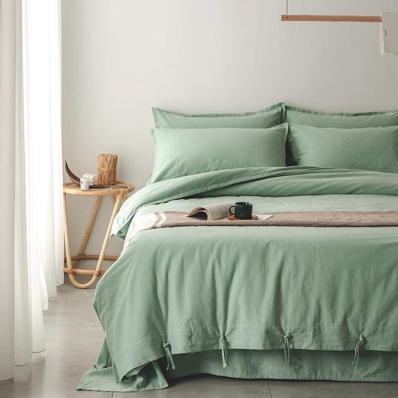 Emma Duvet Cover Set With Ropes 55% Cotton 45% Linen in a cozy bedroom setting.