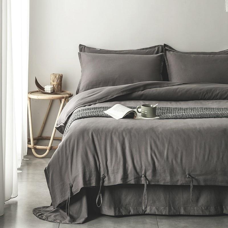 Emma Duvet Cover Set With Ropes 55% Cotton 45% Linen displayed on a neatly made bed