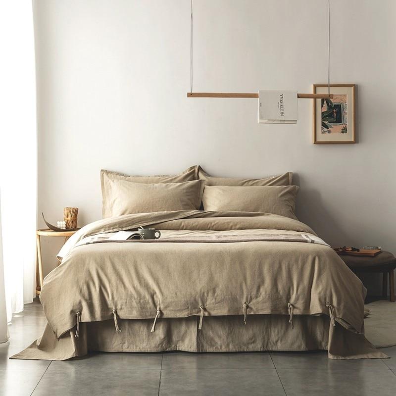 Emma Duvet Cover Set With Ropes 55% Cotton 45% Linen in a cozy bedroom setting