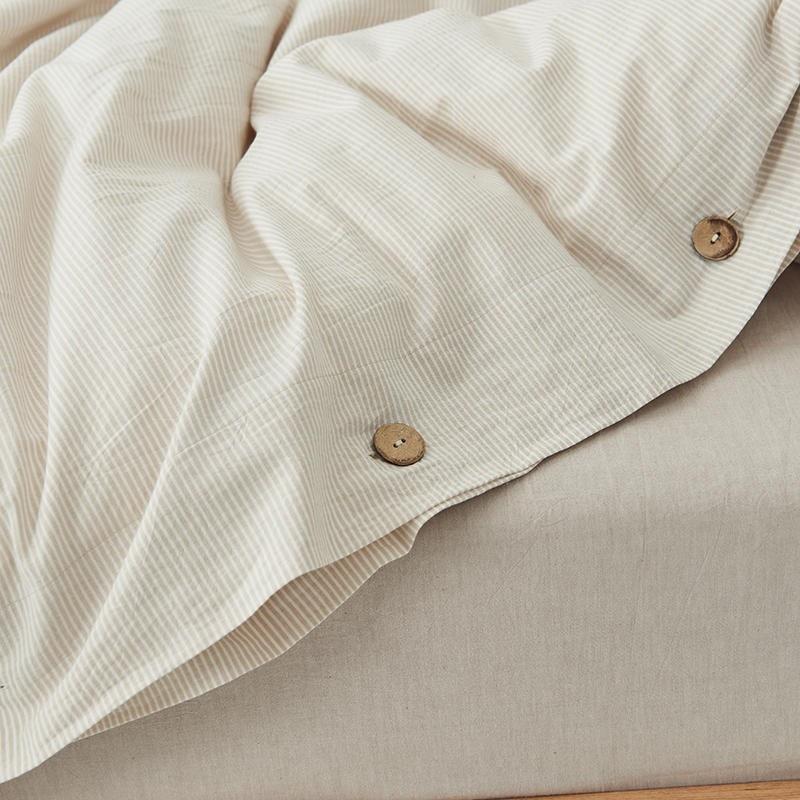 Olivia Stripe Ultra Soft Duvet Cover Set 100% Washed Cotton with buttons