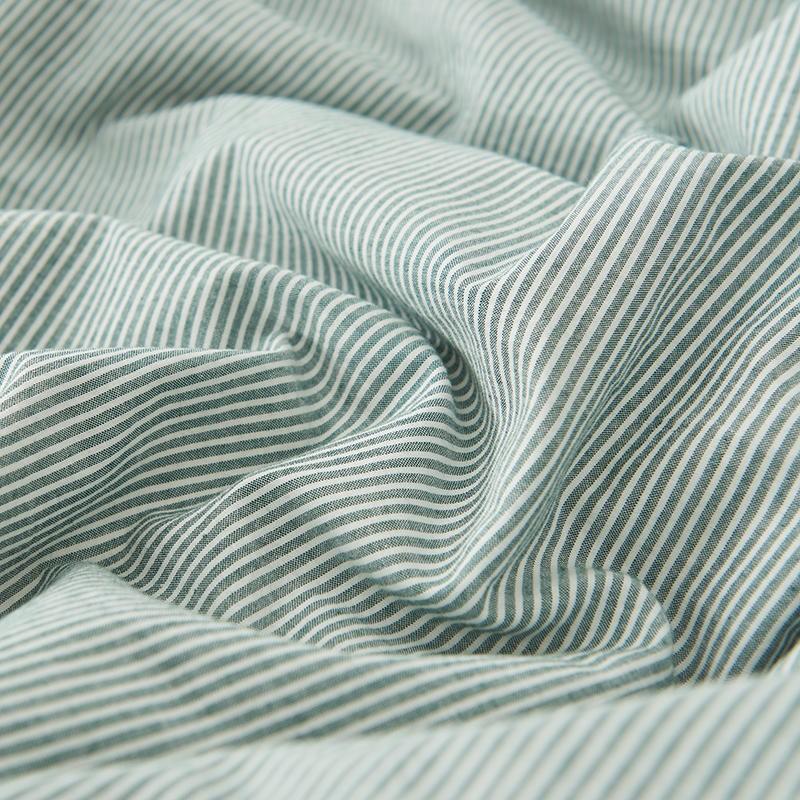 Close-up of Olivia Stripe Ultra Soft Duvet Cover Set 100% Washed Cotton fabric with stripes