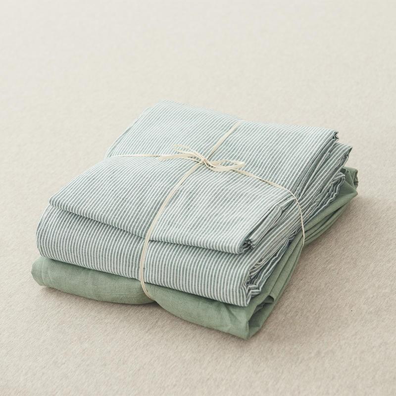 Olivia Stripe Ultra Soft Duvet Cover Set 100% Washed Cotton folded neatly tied with string