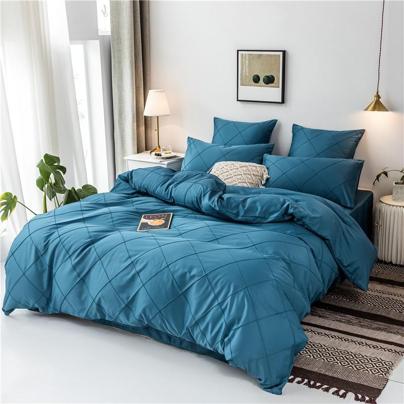 Charlotte Ultra Soft Microfiber Duvet Cover Set in teal color for a cozy bedroom atmosphere, available in Twin, Queen, King sizes.