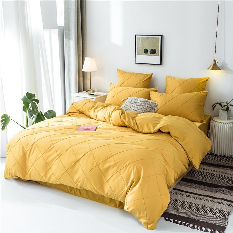 Charlotte Ultra Soft Microfiber Duvet Cover Set in stylish yellow adds comfort and elegance to any bedroom, featuring a down-like feel.