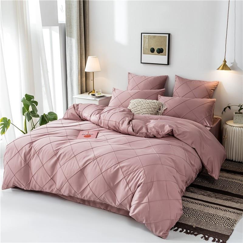 Charlotte Ultra Soft Microfiber Duvet Cover Set on a bed with pillows and decor in a stylish bedroom.
