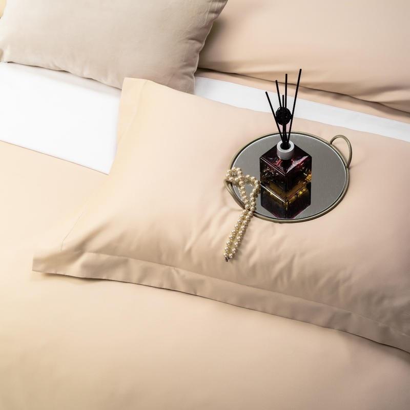Juana Duvet Cover Set 1000TC (Egyptian Cotton) in beige with elegant decor, luxurious bedding.