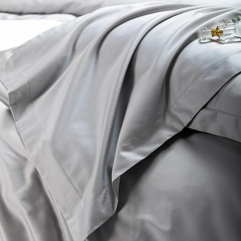 Juana Duvet Cover Set 1000TC (Egyptian Cotton) in solid gray, featuring luxurious and elegant bedding by Home And Tower.