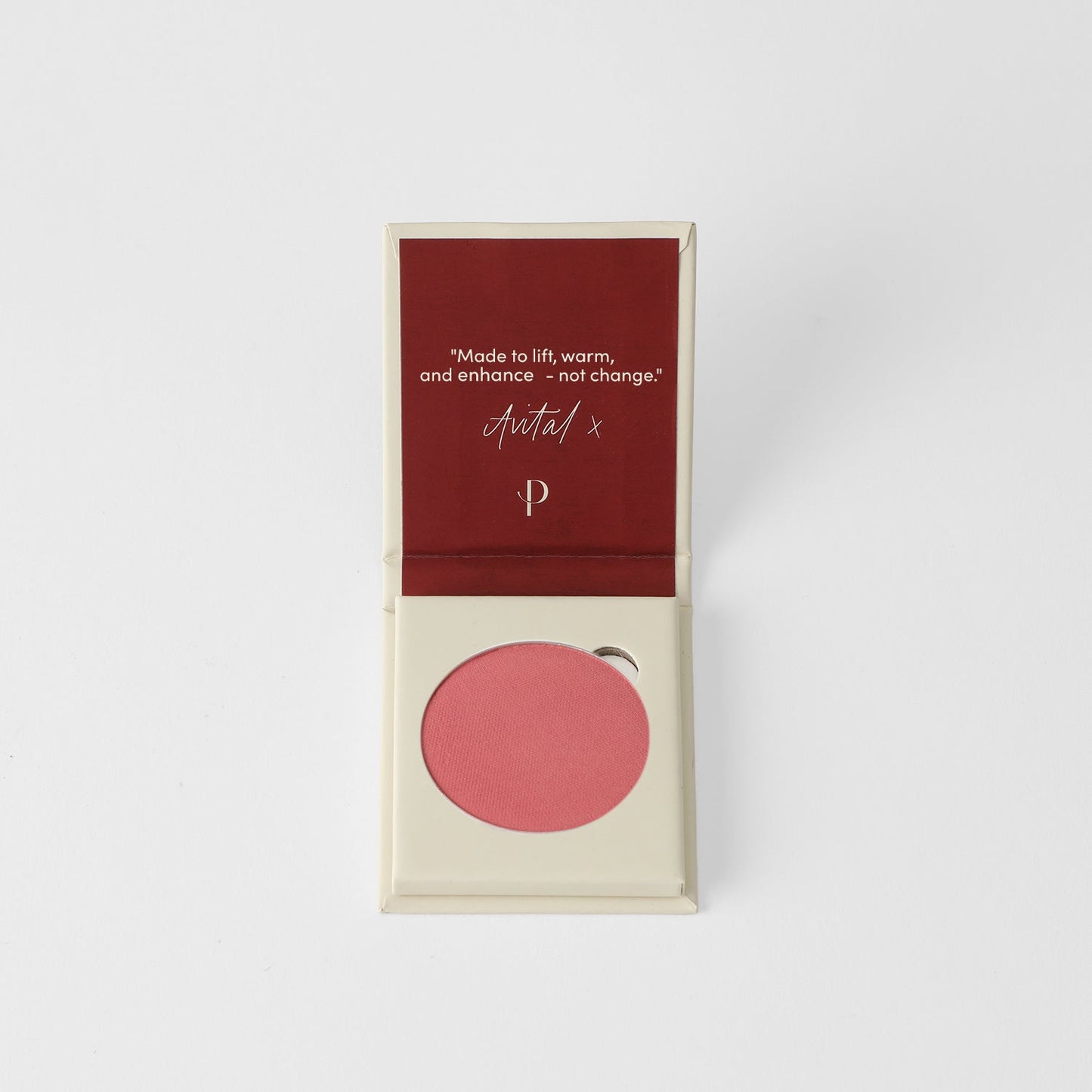 Vegan Blush in open packaging showcasing blendable pink shade, compatible with Large and Small Magnetic Palettes.
