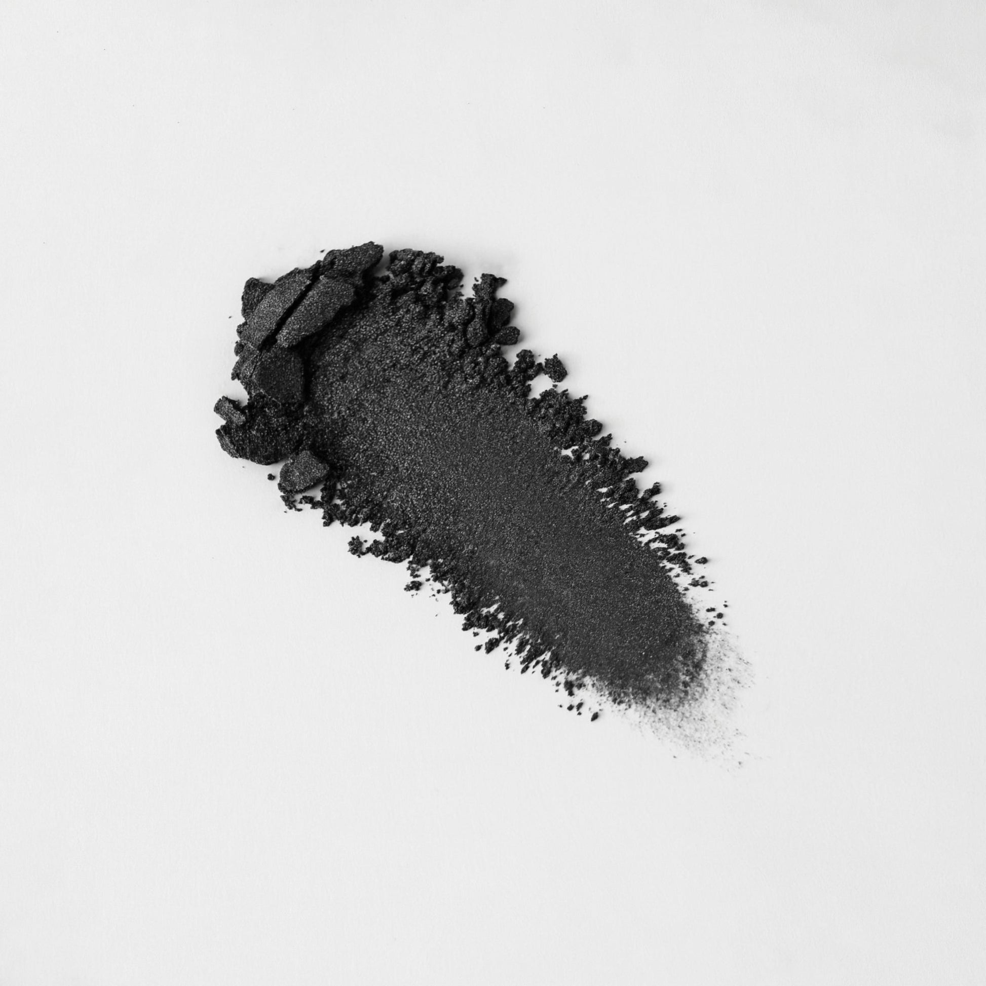 Black Glow Pressed Eyeshadow swatch illustrating rich vegan pigments and smooth application for bold or subtle eye looks.