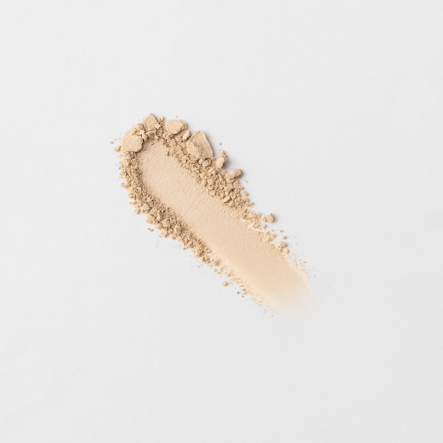 Glow Pressed Eyeshadow swatch showing creamy, luminous beige pigment on a white background.