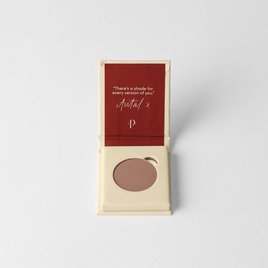 Matte Pressed Eyeshadow in an open palette, showcasing smooth vegan pigments, perfect for blending and building for versatile eye looks.