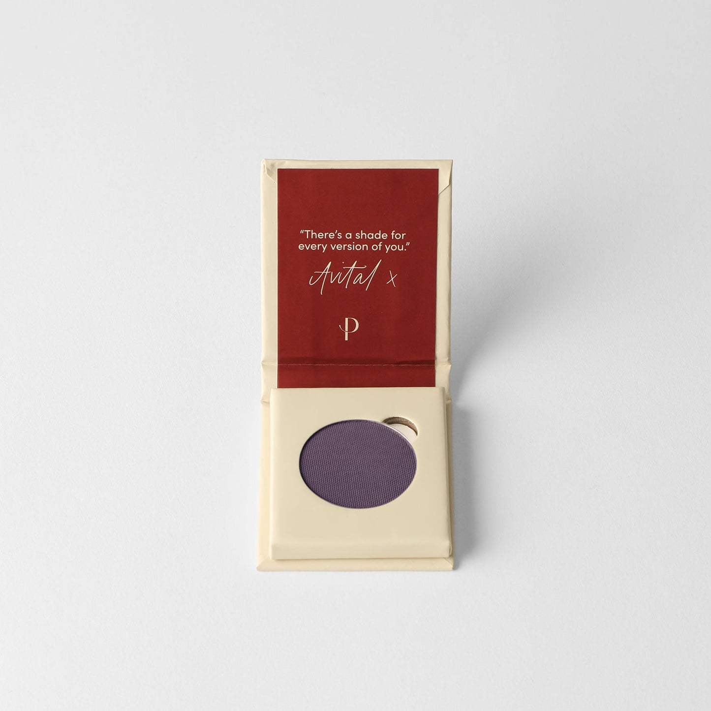 Matte Pressed Eyeshadow in open compact showcasing smooth vegan pigments, perfect for natural or defined eye looks. Snaps into magnetic palettes.