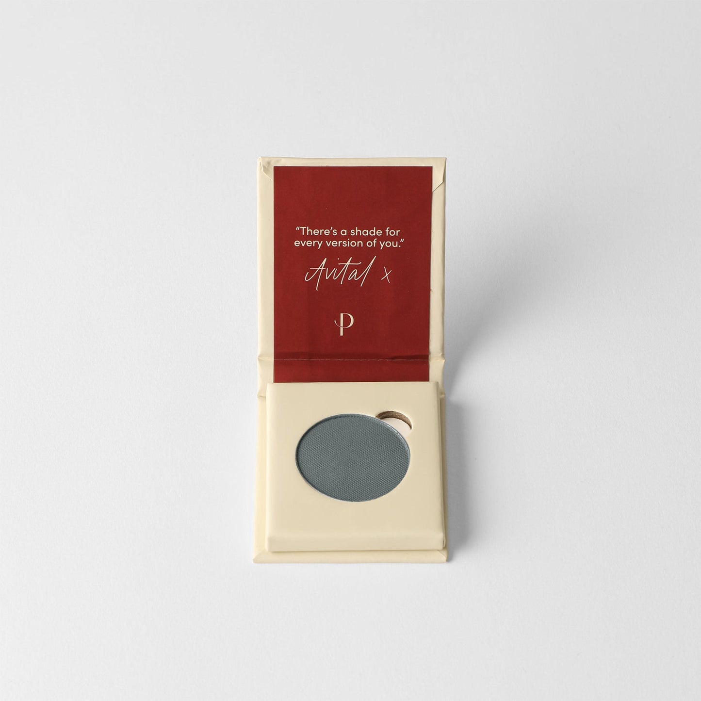 Matte Pressed Eyeshadow in compact case with vegan pigments, ideal for seamless application and layering.