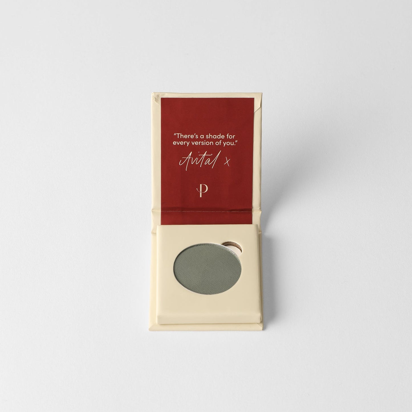 Matte Pressed Eyeshadow in open compact showcasing rich vegan pigments.