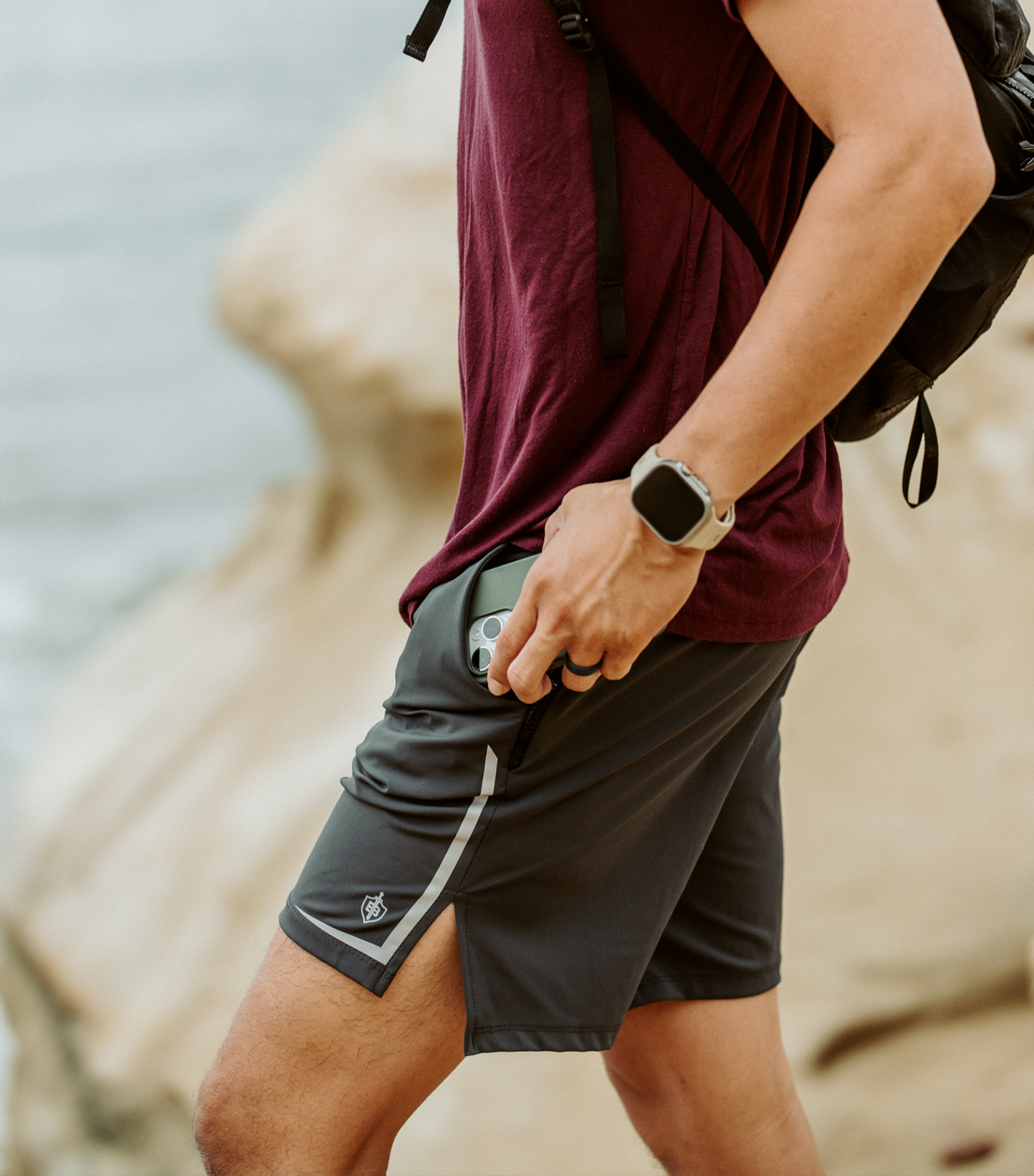 Close up of Dominate Training Shorts on athlete showing fit and freedom of movement