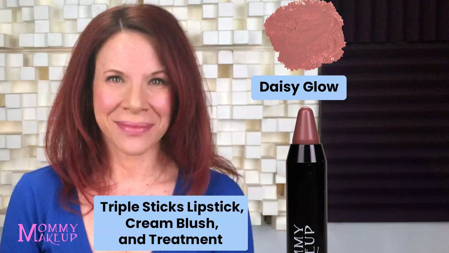 Triple Sticks Lipstick, Cream Blush, and Treatment in Daisy Glow