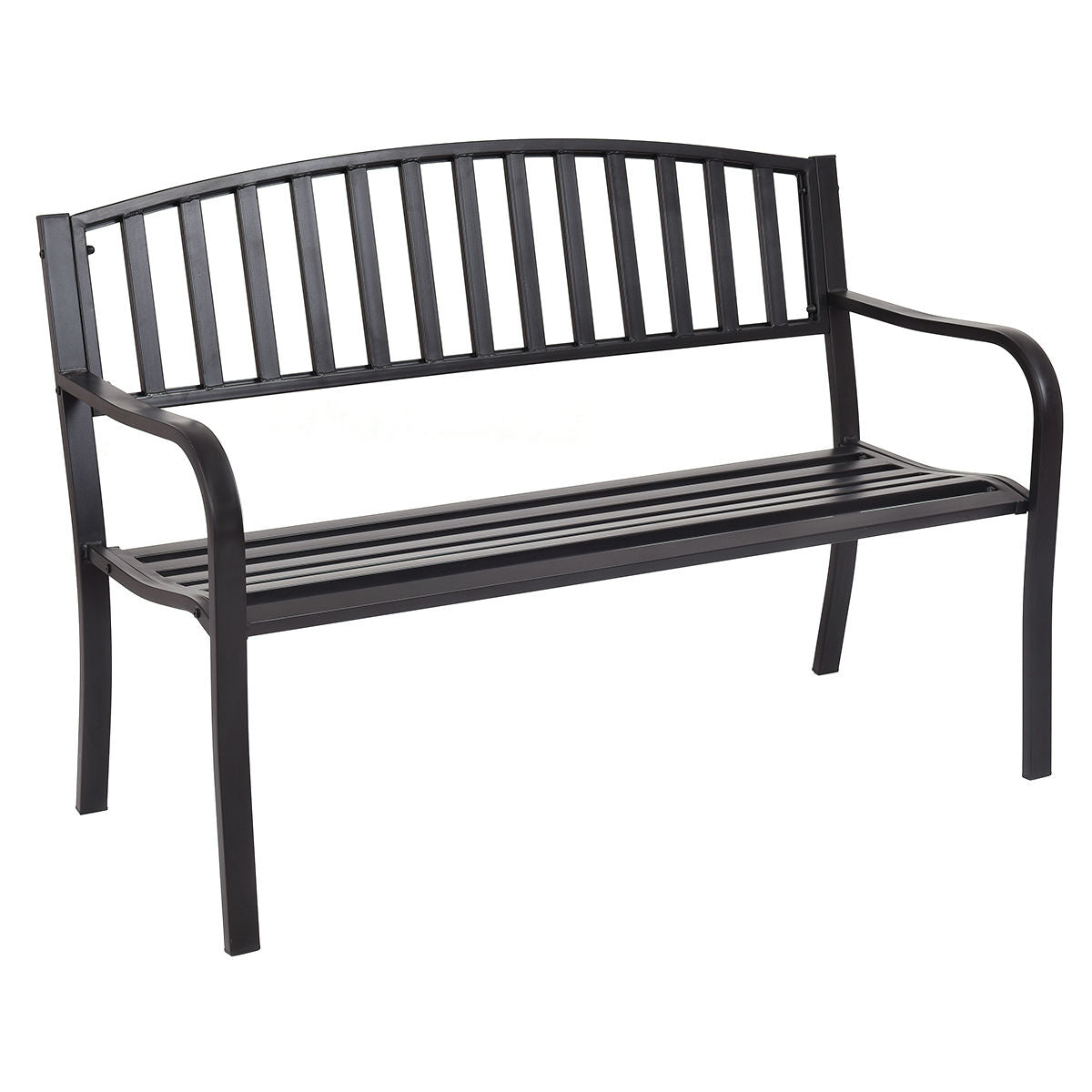 50 Inch Patio Garden Bench Loveseats for Outdoor with ergonomic design and solid steel frame, perfect for garden, deck, or backyard use.