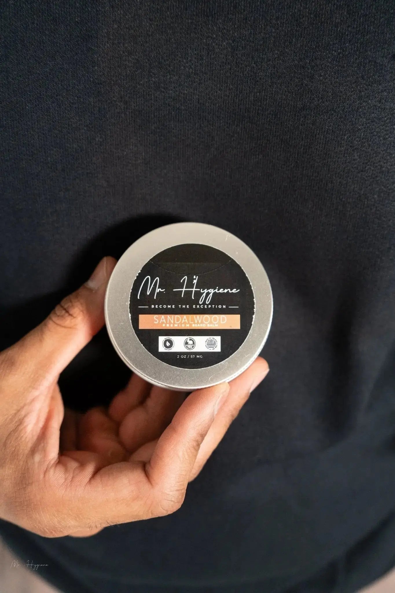 Sandalwood Beard Balm for Men – Shape, Soften & Scent held in hand