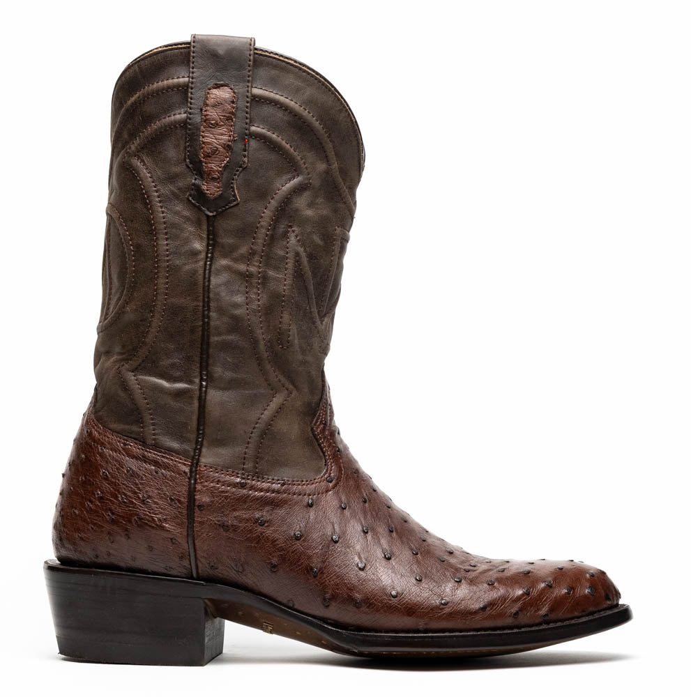 Savannah Kango Tabac ostrich skin cowboy boot with full-grain leather shaft