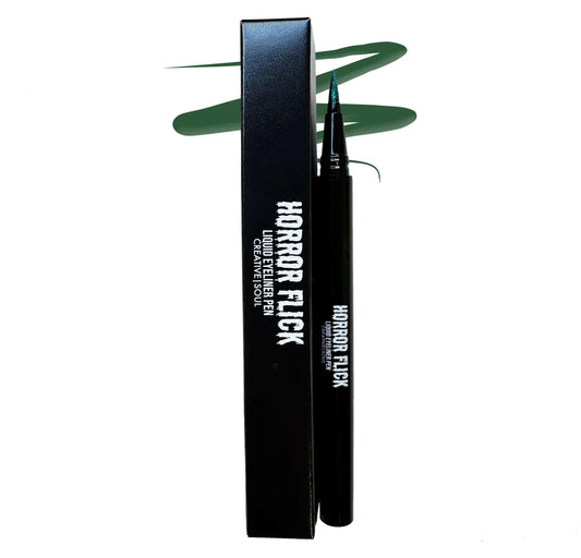 Serpent Horror Flick Liquid Eyeliner Pen in emerald green with precision tip, waterproof and smudge-proof for long-lasting wear.
