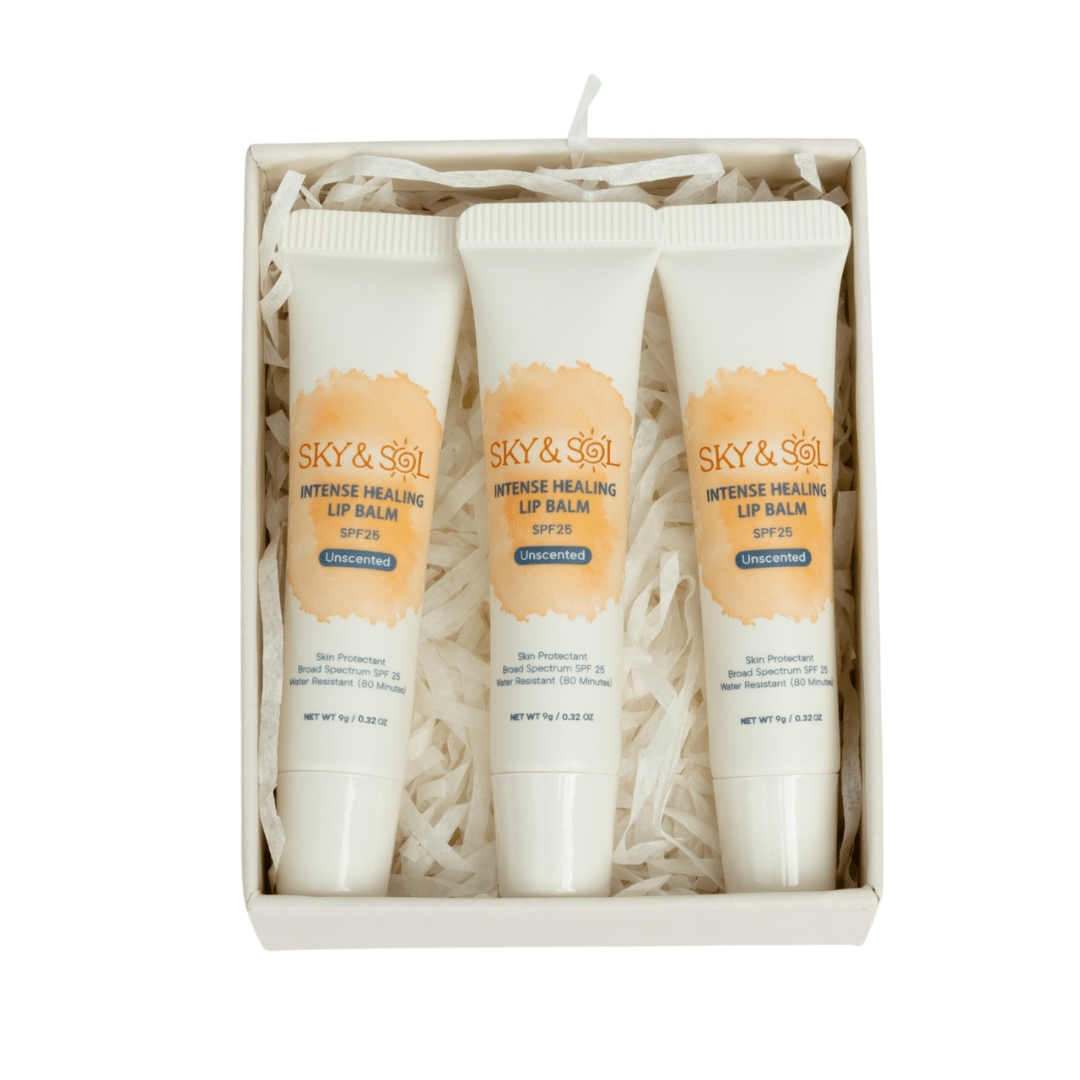 Sky and Sol Lip Jelly SPF 25 (Pack of 3) - Intense Healing Lip Balm Tubes in Gift Box