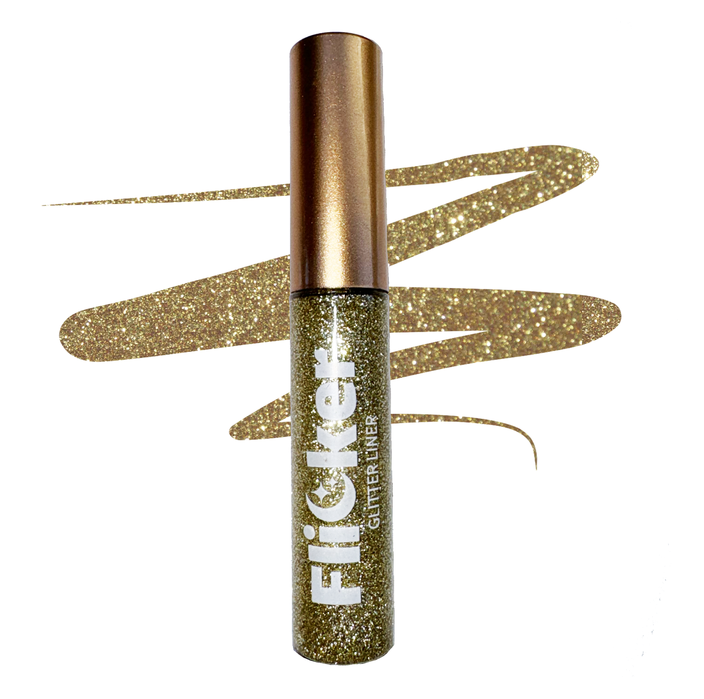 Stardust - Flicker Glitter Eyeliner in white gold shade with buildable glitter, perfect for sparkling eyelid or inner corner application.