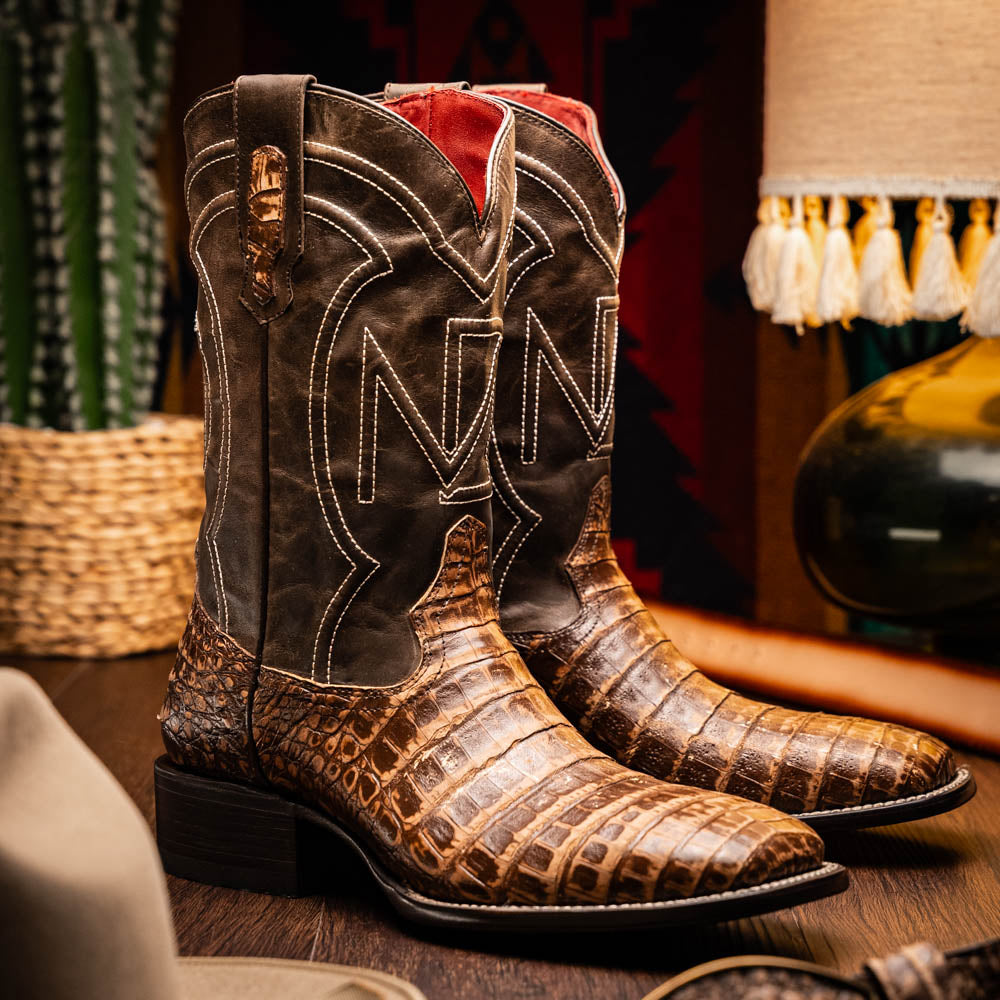 Genuine Caiman Belly Cowboy Boots - Tucson Stone Brown, Pre-Order Now