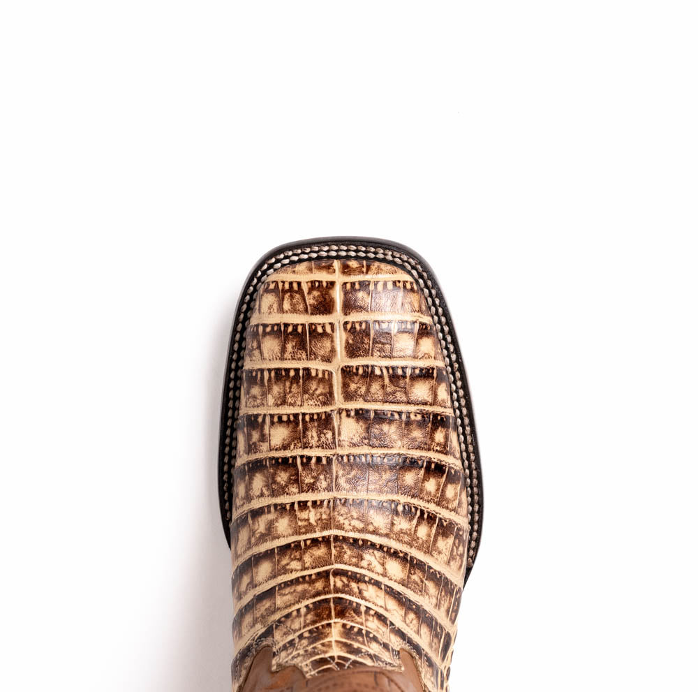 Tucson Stone Orix genuine caiman belly skin cowboy boot with square-toe profile from the Western Collection, pre-order available.