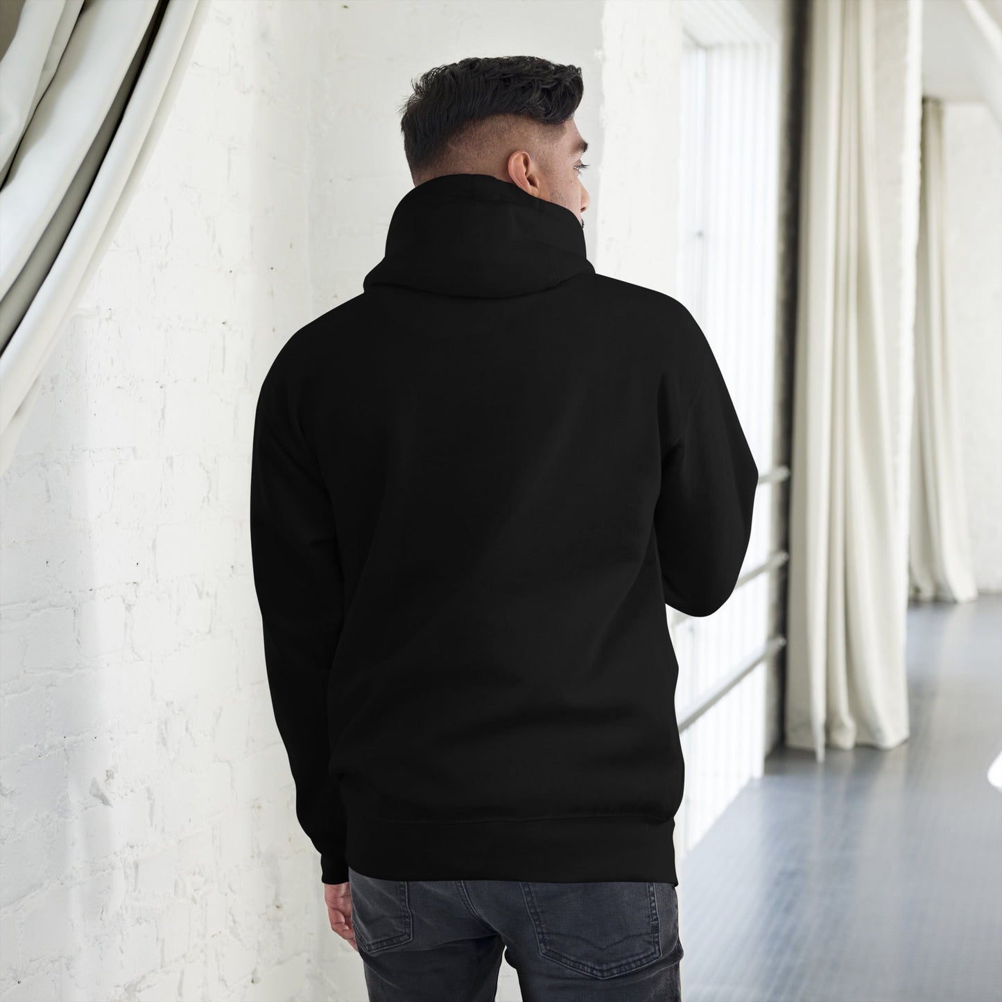 Back view of a person wearing Men’s Green Smile Hoodie – Trendy & Comfortable Streetwear with a Fun Twist.