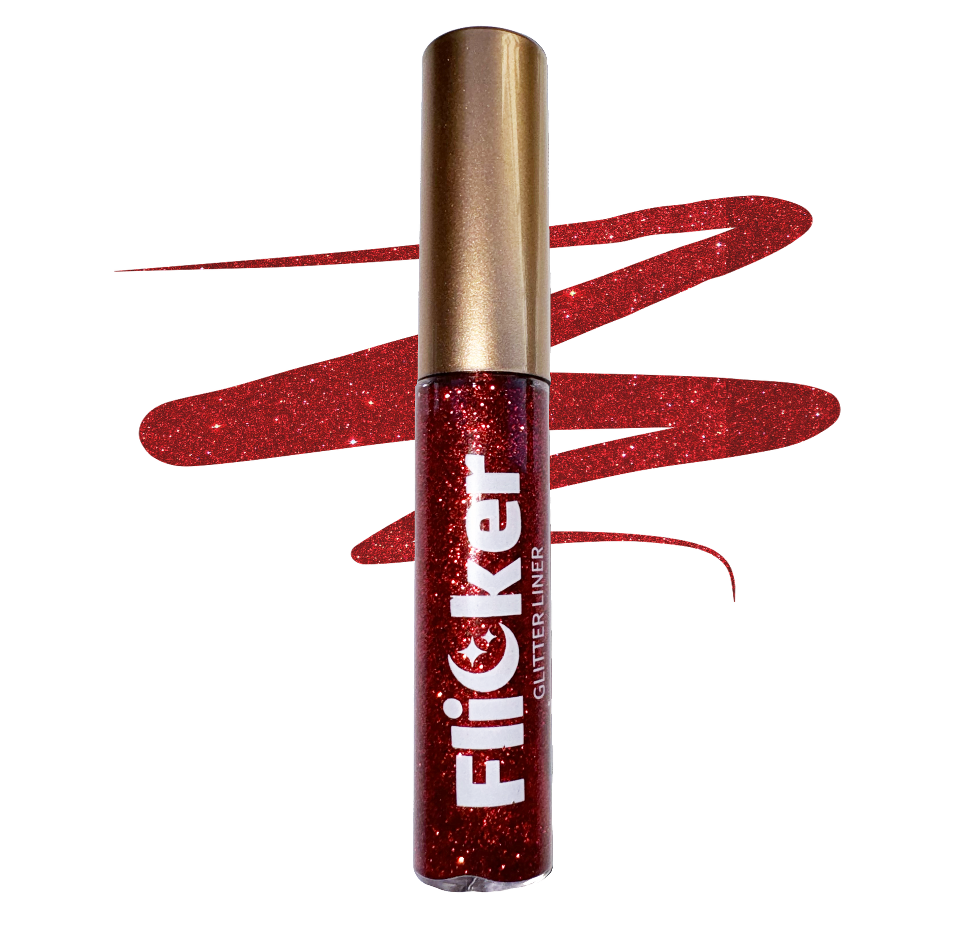 Vampy - Flicker Glitter Eyeliner in deep sparkly red shade, perfect for eye makeup sparkle and glitter effect.