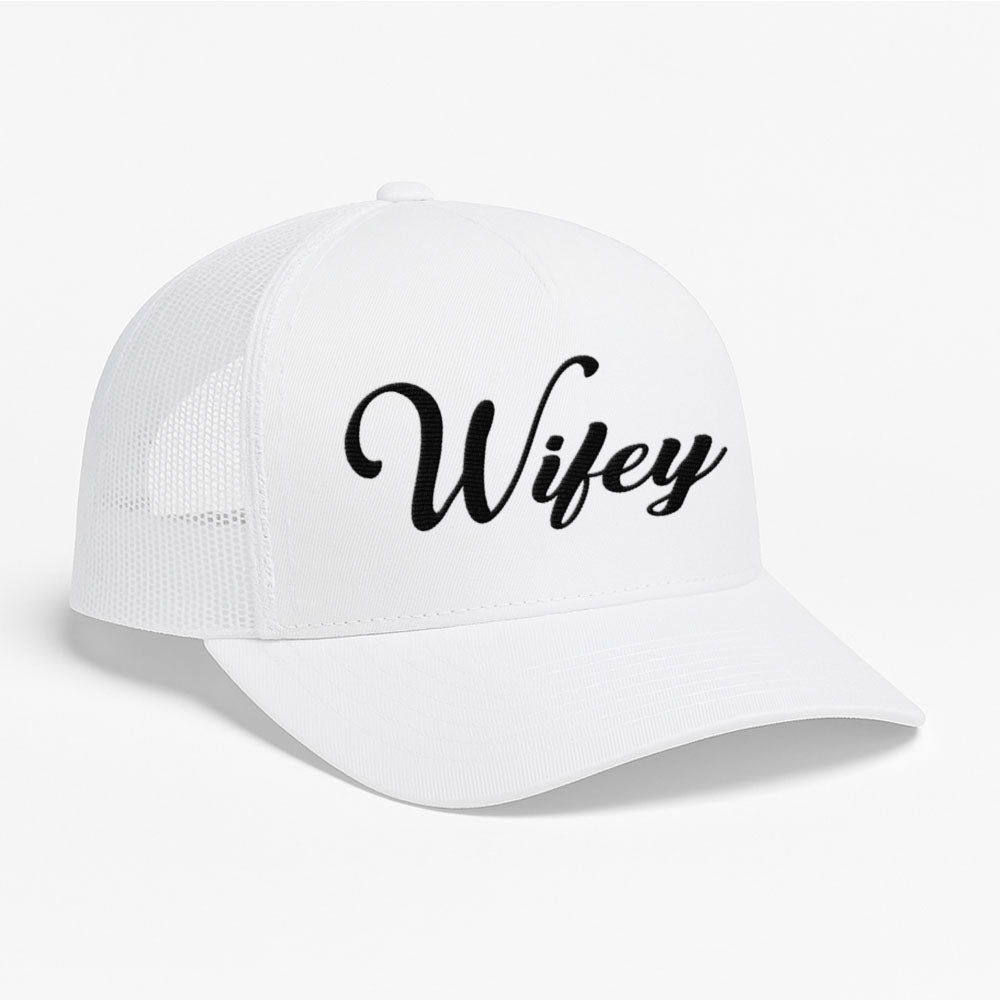 Embroidered Wifey Trucker Hat – Classic Mesh Cap for Wedding or Anniversary