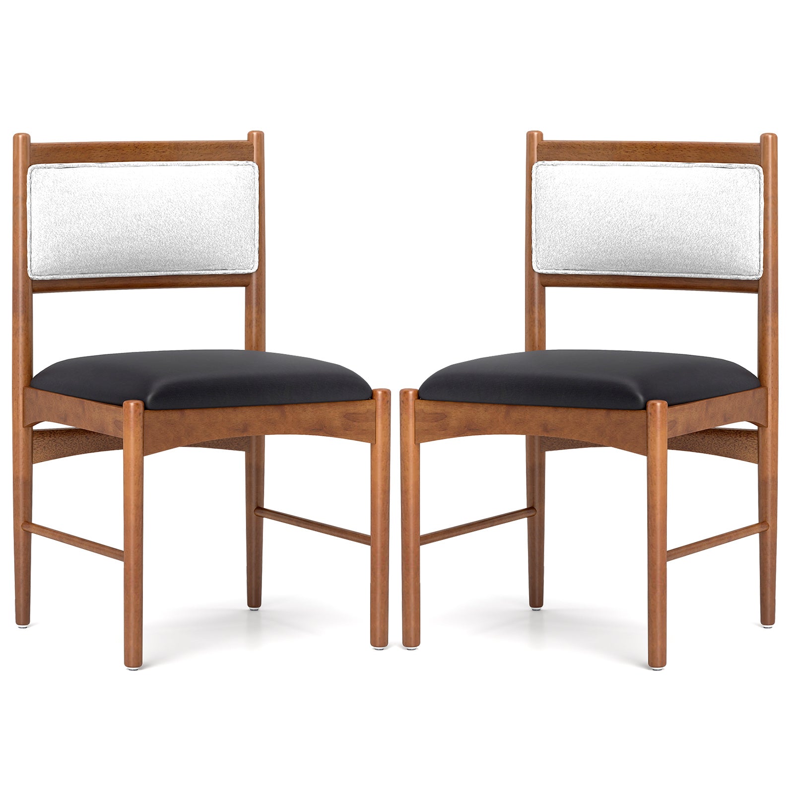 Wooden Dining Chair Set of 2 with Rubber Wood Frame and Faux Sherpa Backrest-Walnut displayed in a minimalist setting