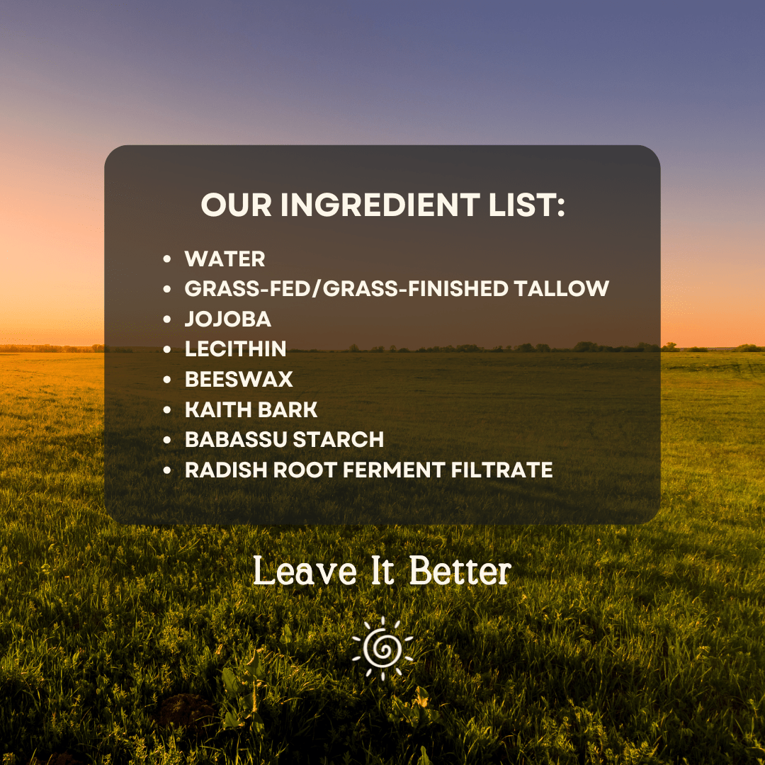 Sky and Sol Everyday Sunscreen SPF 30 ingredient list on sunrise field background